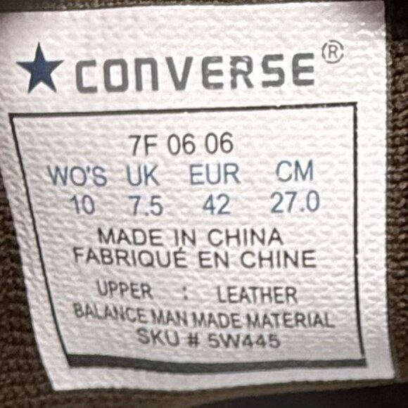 Converse Womens All Star Brown White Leather Lace Up Sneakers 5W445 Size 10 - Picture 11 of 13